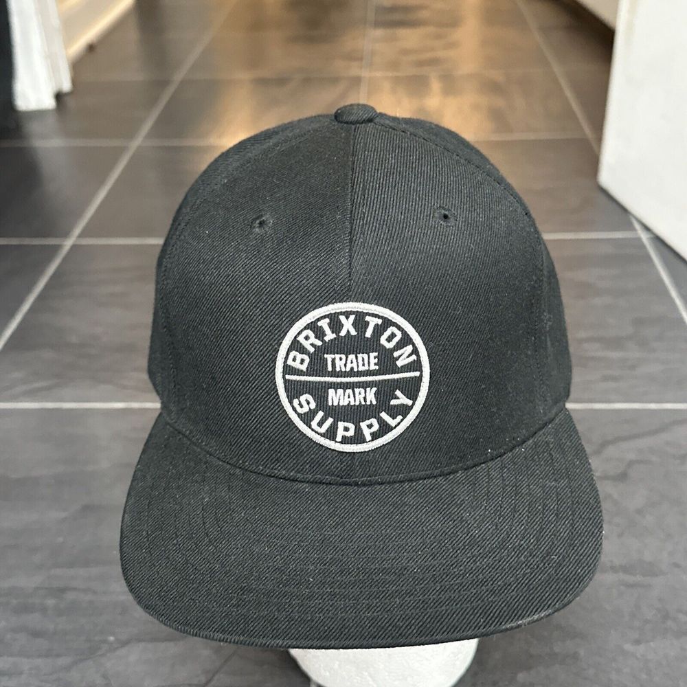 Brixton Supply Trade Mark Cap Hat Adult Snapback Baseball Cap Black Adjustable